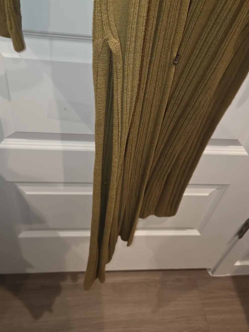 Free People Olive Ribbed Button-Front Long Cardigan